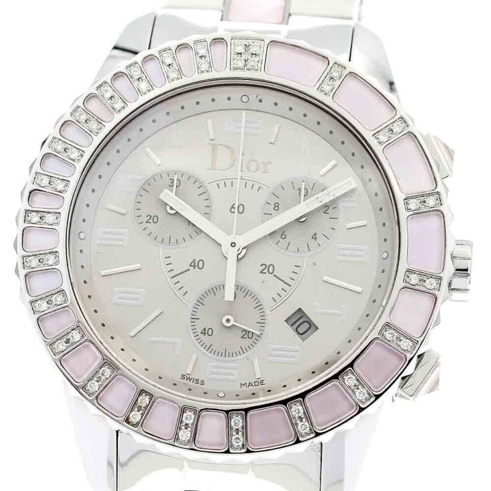 Dior crystal CD114315 Chronograph Date Silver Dial Quartz Boy's Watch_877166
